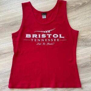Vintage Red Bristol Tennessee Racing Tank Top Retro NASCAR Indie Race Summer 90s